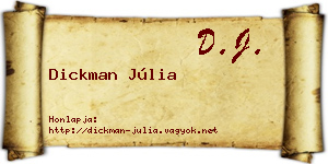 Dickman Júlia névjegykártya